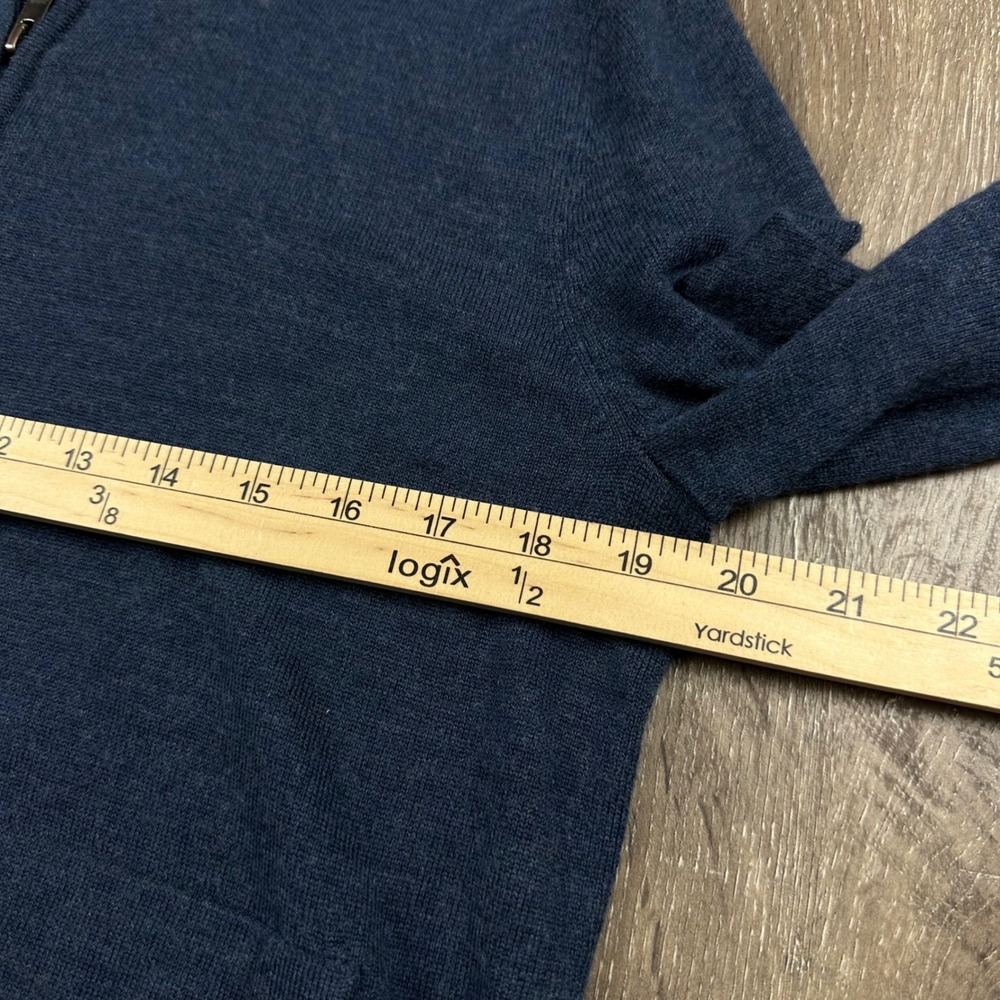 Banana Republic Mens Merino Wool Full Zip Sweater Blue Mock Neck Cardigan Medium - Picture 7 of 7